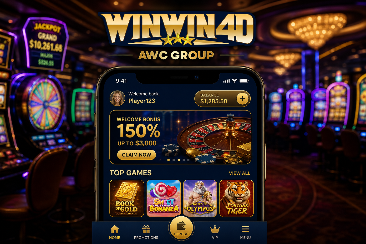 Menu akun WINWIN4D WAP setelah login