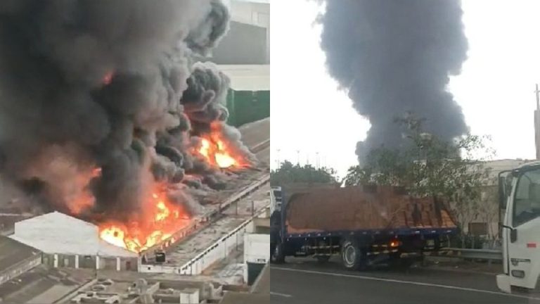 Voraz incendio consumió fábrica textil en El Agustino