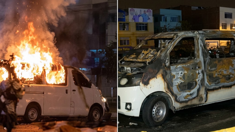Asesinan a colectivero e incendian su vehículo por extorsión en Pro