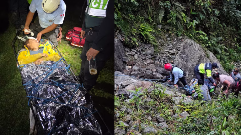 Turista alemana es rescatada tras sufrir caída en ruta Salkantay a Machu Picchu