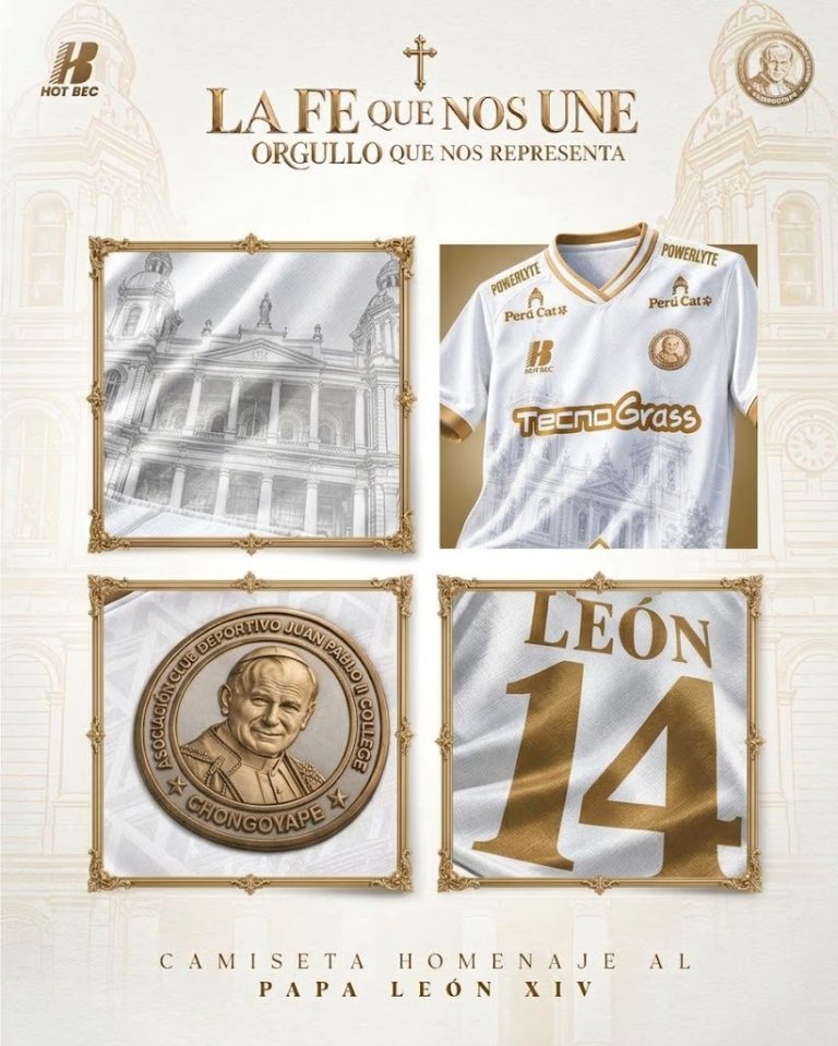 Juan Pablo II presenta camiseta en homenaje al papa León XIVJuan Pablo II presenta camiseta en homenaje al papa León XIV