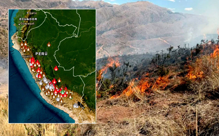 Perú registra 33 incendios forestales activos en doce regiones